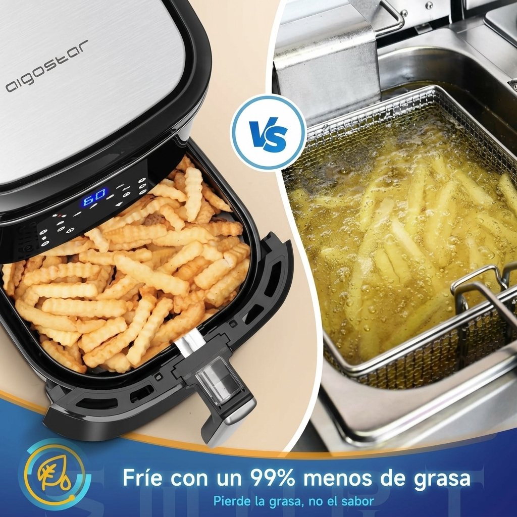 Freidora de Aire sin Aceite XXL 7L,1900W, Inteligente. Conexión Wifi.Pantalla LED táctil, 7 funciones preestablecidas Libre de BPA REGALO: 1,7L Hervidor Eléctrico - Image 3